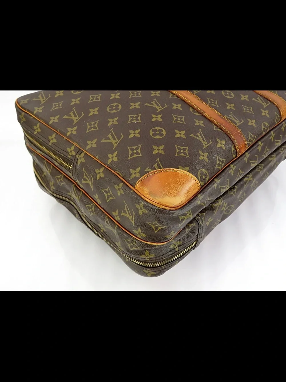 Louis Vuitton Monogram Canvas Briefcase with Tan Leather Trim